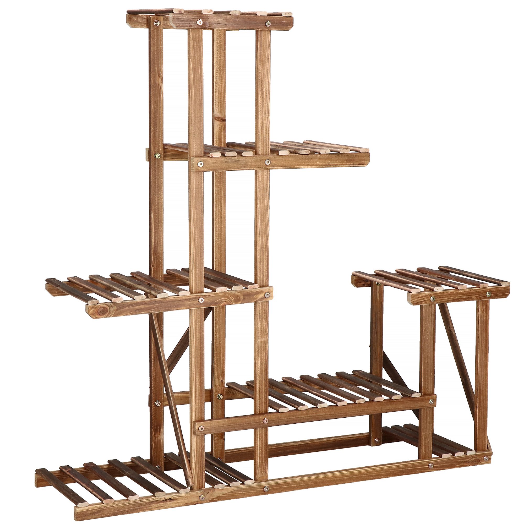 Drevený stojan na kvety 95 cm 10 políc SPRINGOS GA0176 hnedý