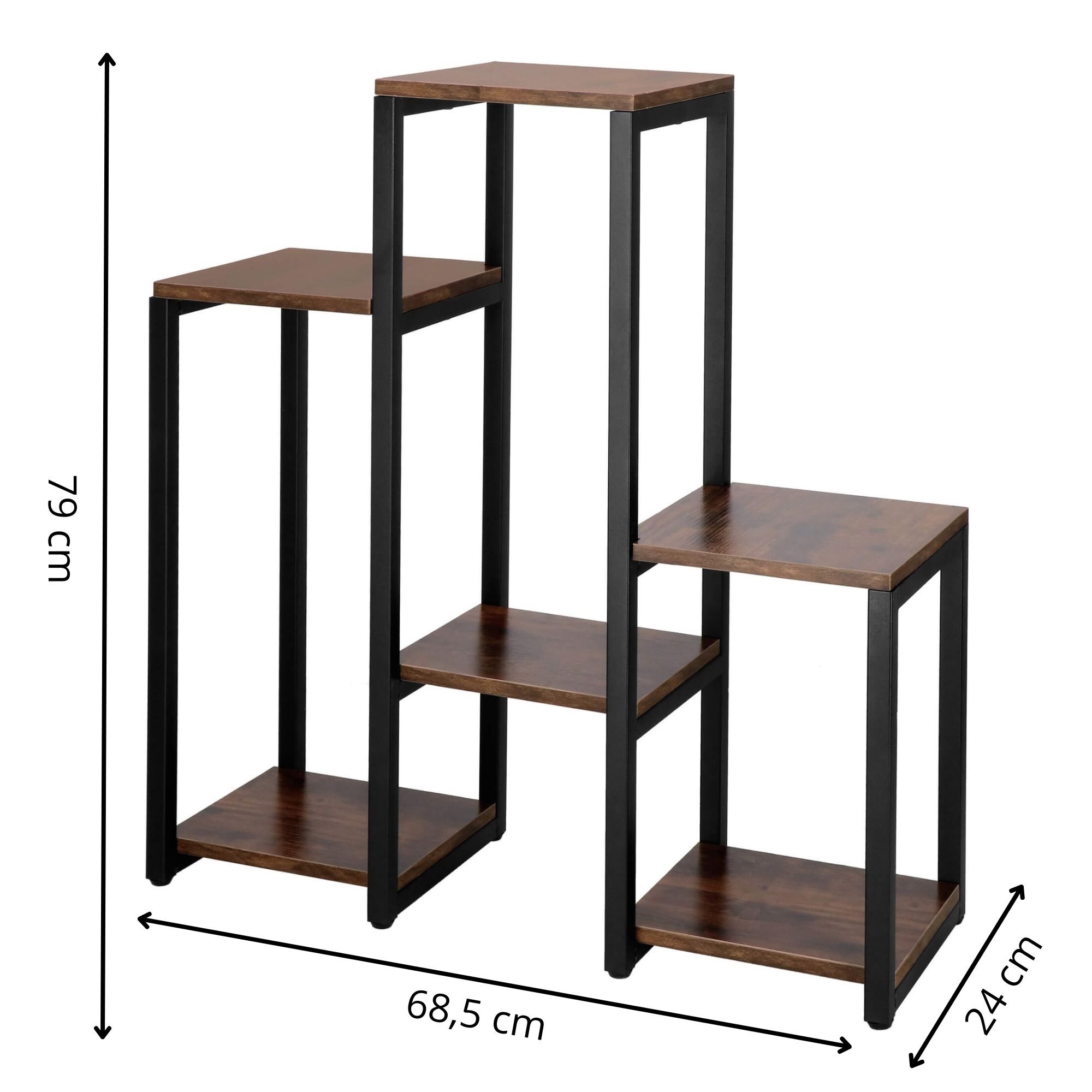Kovový stojan na kvety 79 cm 6 políc SPRINGOS GA0208 čierno-hnedý
