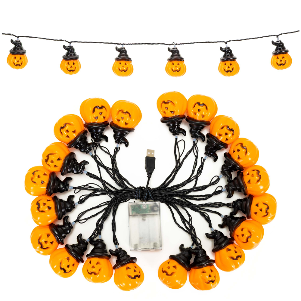 Halloweenska LED reťaz 20 tekvíc SPRINGOS CL4178 oranžový/čierny