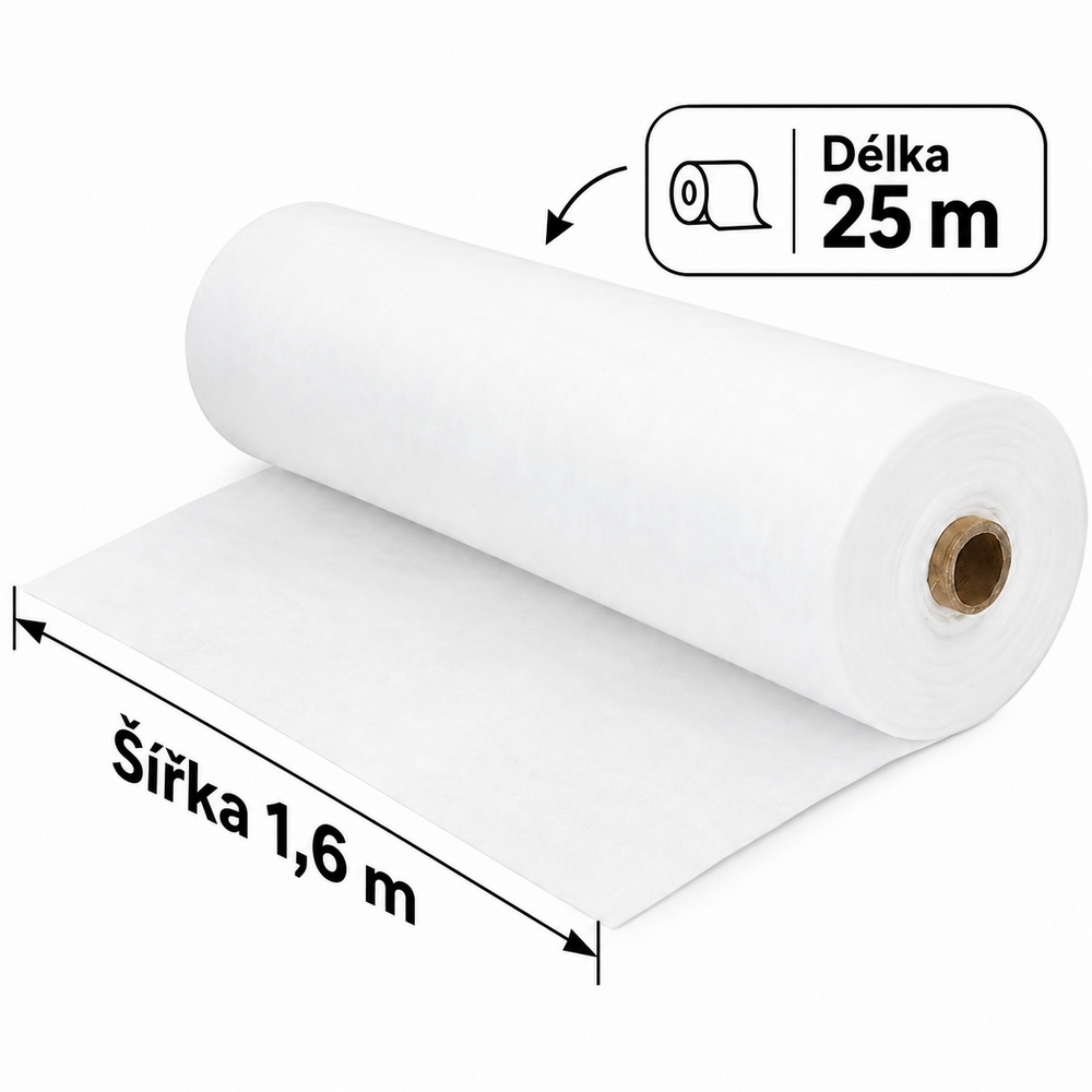 Netkaná textília 1,6x25 m 50 g/m² SPRINGOS AG0048 biela
