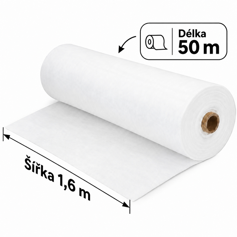 Netkaná textília 1,6x25 m 50 g/m² SPRINGOS AG0048 biela
