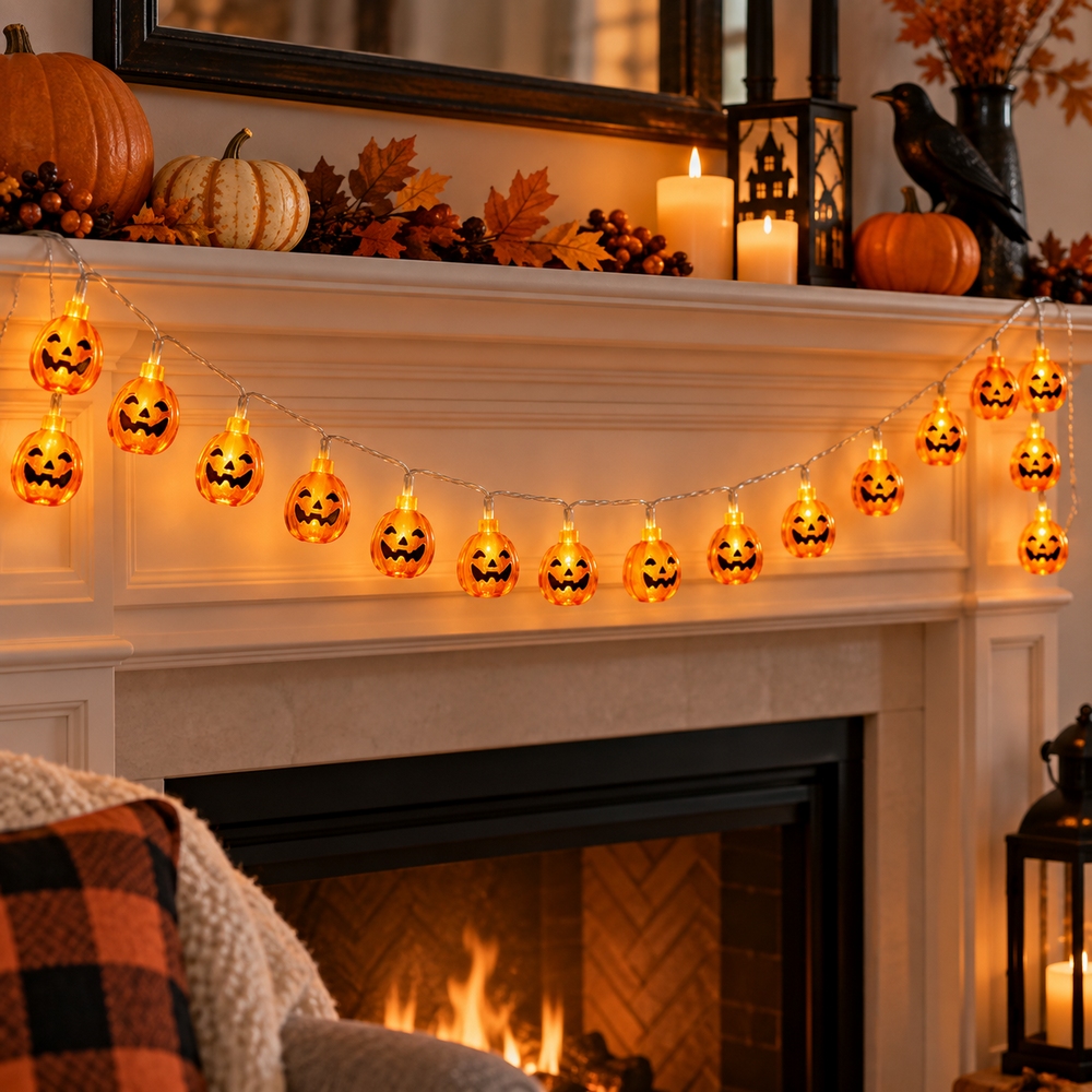 Halloweenska svetelná reťaz s tekvicami 20 LED 3,2 m SPRINGOS CL4059