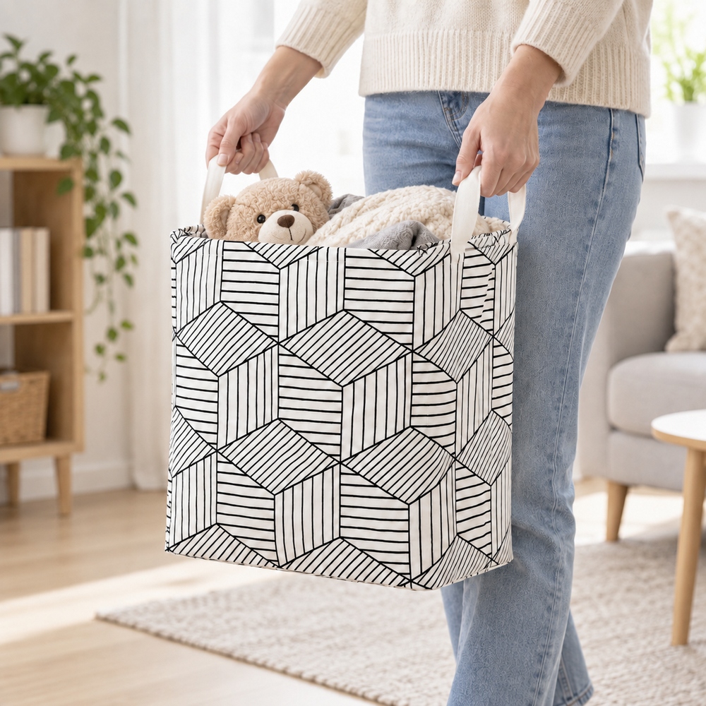 Úložný box 35 l skladací SPRINGOS HA0105 čierno-krémový