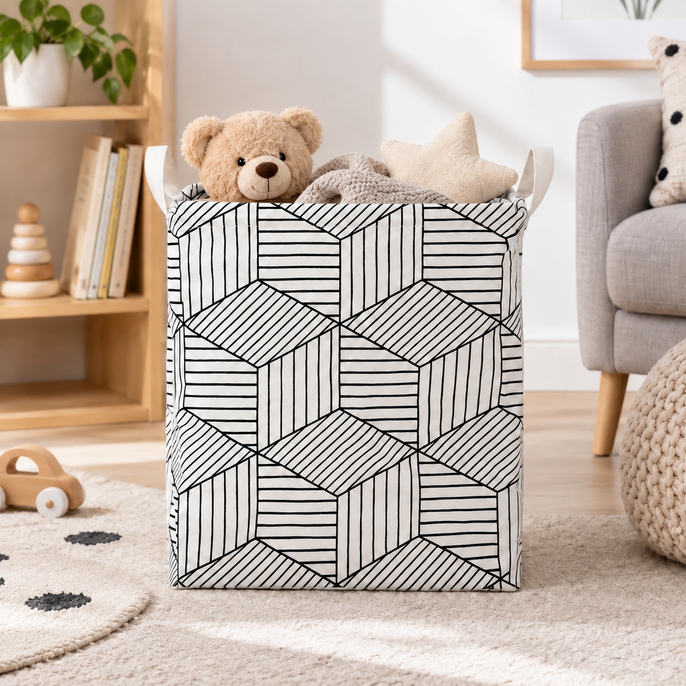 Úložný box 35 l skladací SPRINGOS HA0105 čierno-krémový