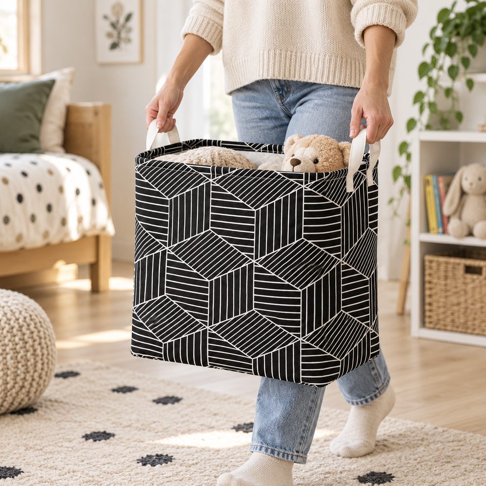 Úložný box 35 l skladací SPRINGOS HA0105 čierno-krémový