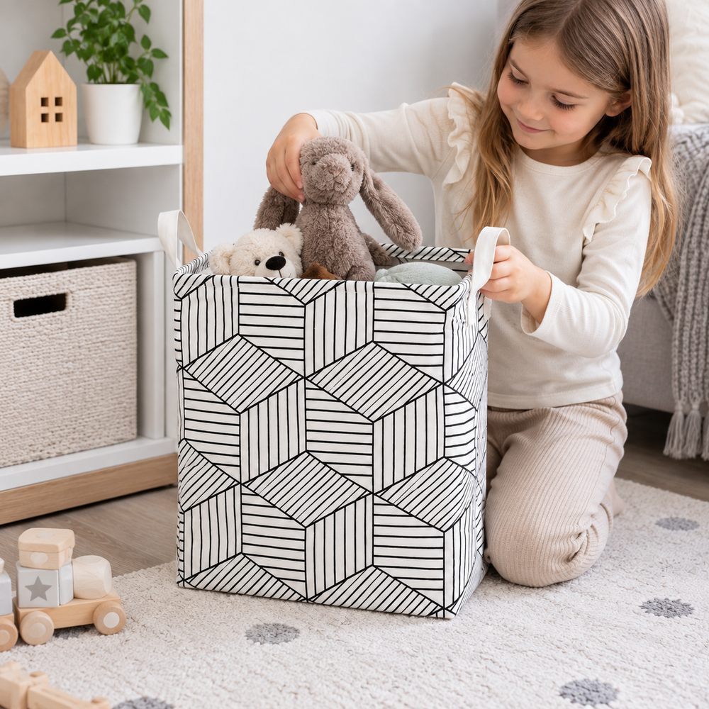 Úložný box 35 l skladací SPRINGOS HA0105 čierno-krémový