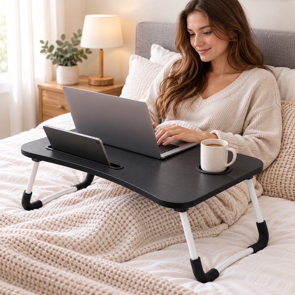 Stolík na notebook skladací 60x40 cm SPRINGOS HA4010 čierny