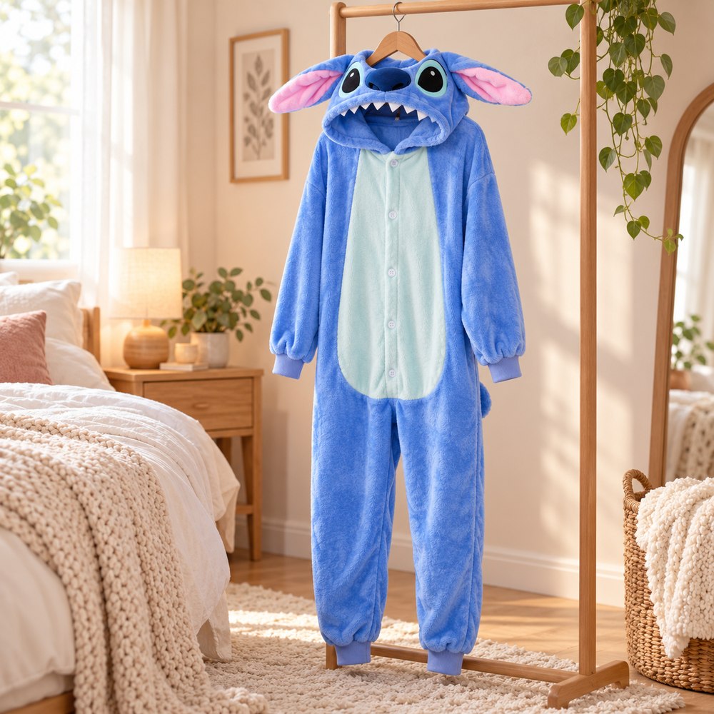 Overal na spanie dámsky Stitch veľ. L SPRINGOS HA5075 modrý