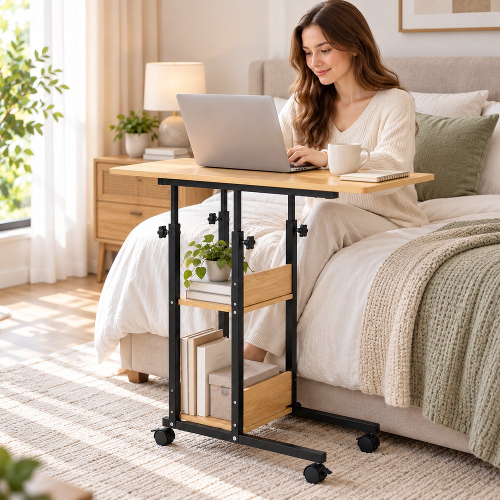 Stolík na notebook 80x40 cm SPRINGOS Lineo HF0060 svetlo hnedý
