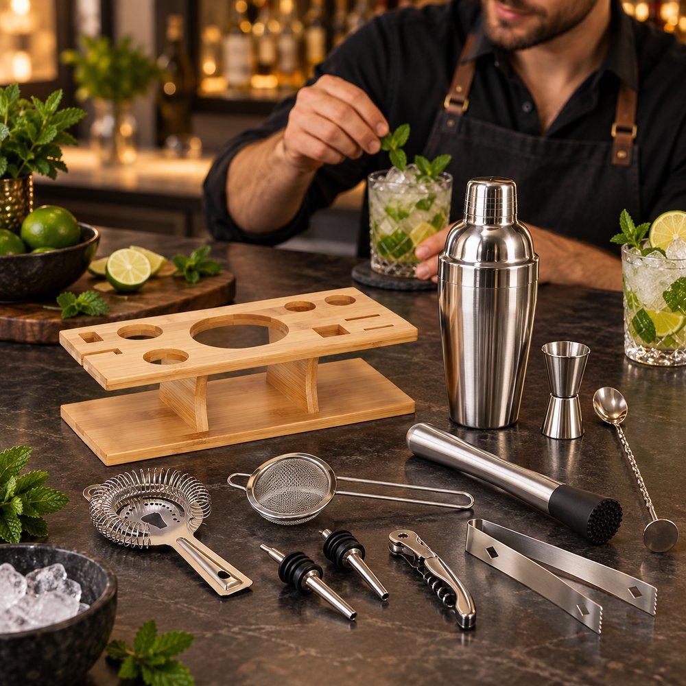 Barmanská sada 11ks SPRINGOS Meehan KI0010 strieborná
