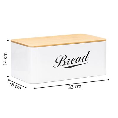Chlebník s bambusovým vekom 33x18x14 cm SPRINGOS KI0165 biely