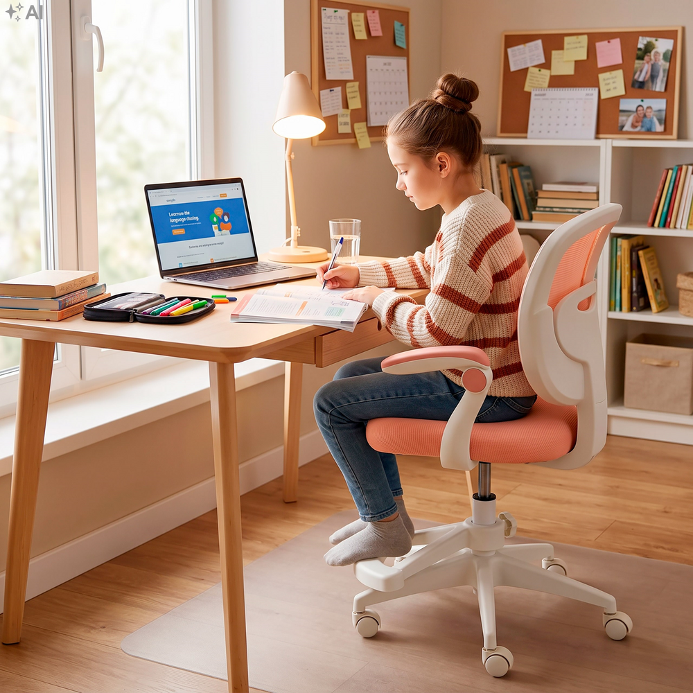 Detská stolička k písaciemu stolu SPRINGOS HF0075 ružová/biela