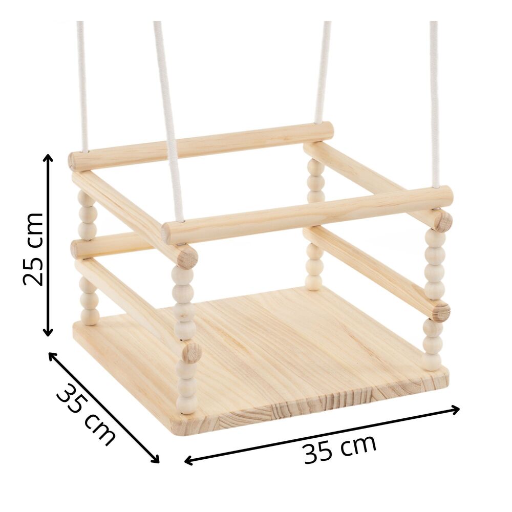 Detská drevená hojdačka s vankúšom 35x35 cm SPRINGOS HA7580 ružová