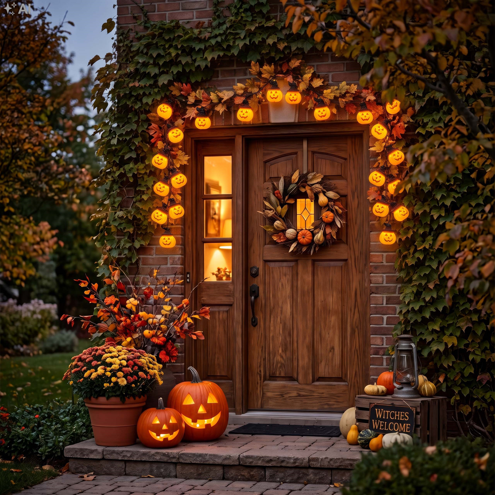 Halloweenska LED reťaz 20 tekvíc SPRINGOS CL4178 oranžový/čierny