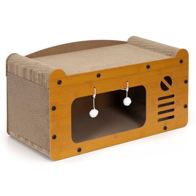 Kartónové škrabadlo pre mačky 56x27,5x30 cm SPRINGOS PA1092 hnedé