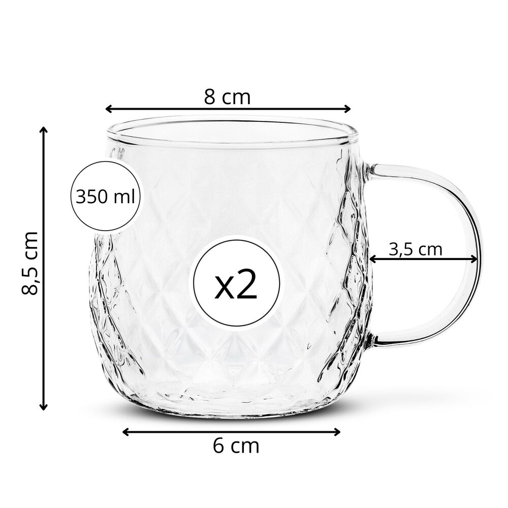 Pohár na kávu 350 ml sada 2ks SPRINGOS KI0182 číre