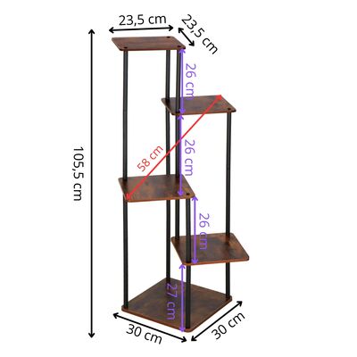 Kovový stojan na kvety 105,5 cm 5 políc SPRINGOS GA0207 čierno-hnedý