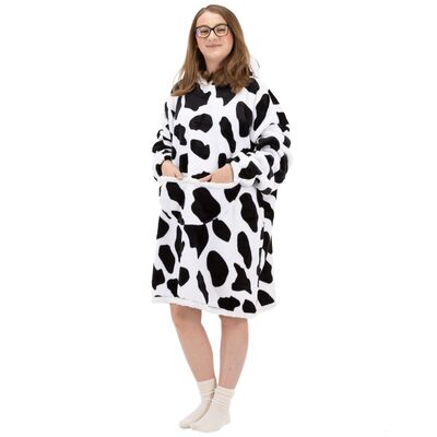 Mikinová deka oversize s kapucňou SPRINGOS HA7570 bielo-čierna