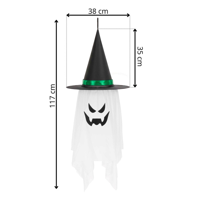 Halloweensky duch LED závesný 117 cm SPRINGOS HA7592 biely