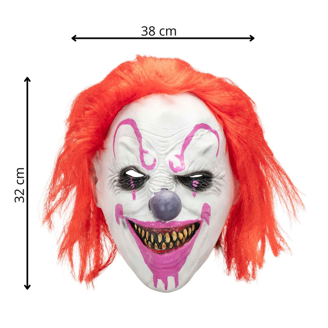 Maska klauna na Halloween s vlasmi SPRINGOS HA7600 bielo/červená