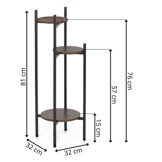 Stojan na kvety 81 cm 3 polica SPRINGOS GA0215 čierny/hnedý
