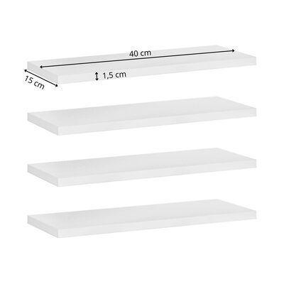 Police na stenu 4ks 40x15 cm SPRINGOS HF0052 biele